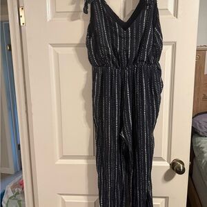 Navy and White Striped romper